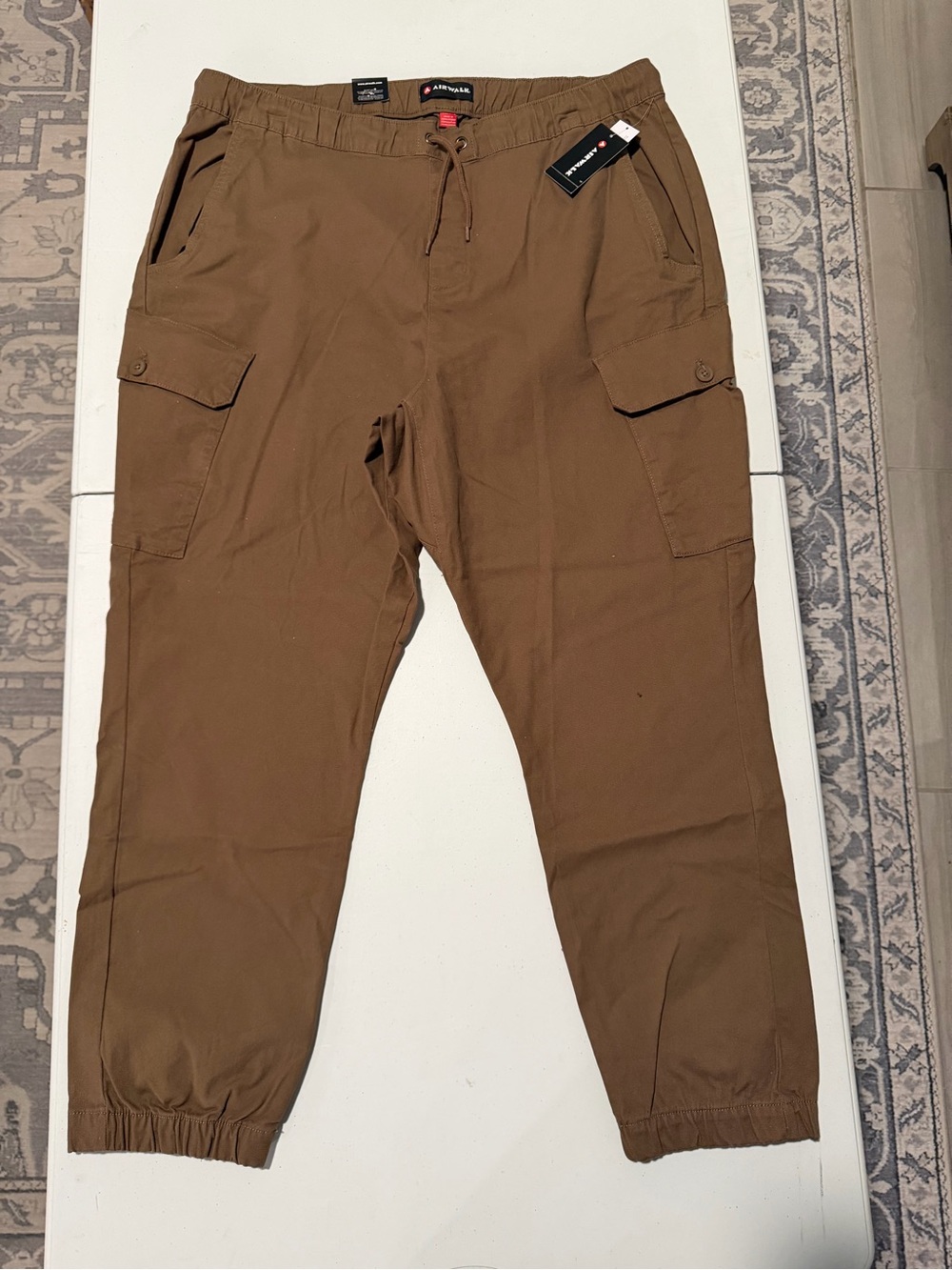 🌟 5 for $25 🌟 Men's Airwalk Stretch Twill Cargo Jogger Pants 3XL Brown